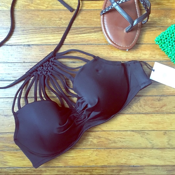 shade & shore Other - NWT strappy black halter bikini top